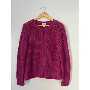 LLBean Wool Angora Rabbit Hair Cardigan Sweater Womens Size XL Magenta